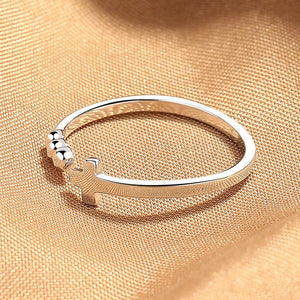 Silver Cross Bead Open Stacking Band Ring - Perimade & Co.