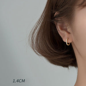 Simple Pave Setting Small Hoop Earrings - Perimade & Co.
