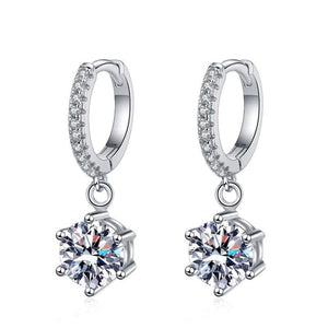 Six - Prong Moissanite Drop Hoop Earrings - Perimade & Co.