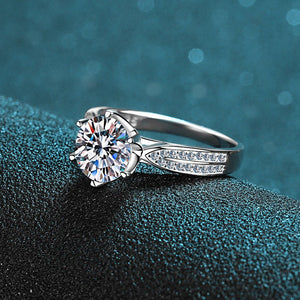 Six - Prong Moissanite Pave Engagement Ring - Perimade & Co.