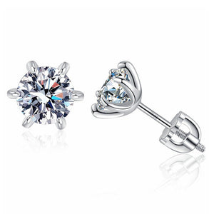 Six - Prong Moissanite Wedding Stud Earrings - Perimade & Co.