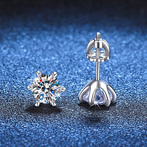 Six - Prong Moissanite Wedding Stud Earrings - Perimade & Co.