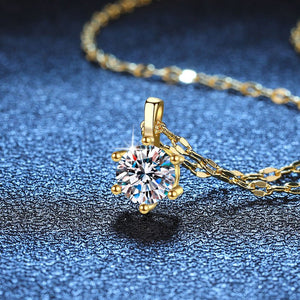 Six - Prong Round Moissanite Pendant Necklace - Perimade & Co.