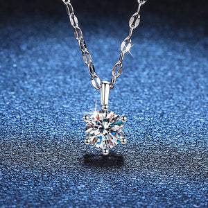 Six - Prong Round Moissanite Pendant Necklace - Perimade & Co.