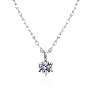 Six - Prong Round Moissanite Pendant Necklace - Perimade & Co.