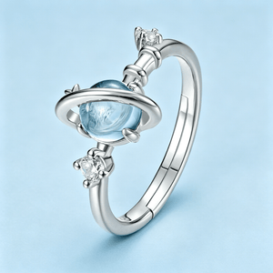 Sky Blue Topaz Planet Cosmic Adjustable Ring - Perimade & Co.