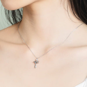 Sky Blue Topaz Planet Key Pendant Necklace - Perimade & Co.