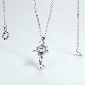 Sky Blue Topaz Planet Key Pendant Necklace - Perimade & Co.