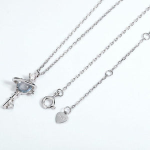 Sky Blue Topaz Planet Key Pendant Necklace - Perimade & Co.