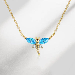 Small Blue Dragonfly Pendant Necklace - Perimade & Co.