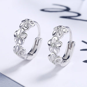 Small Camellia Flower Huggie Hoop Earrings - Perimade & Co.