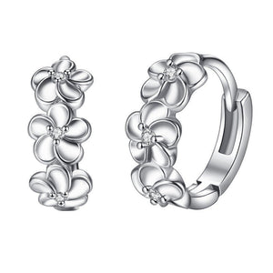 Small Camellia Flower Huggie Hoop Earrings - Perimade & Co.