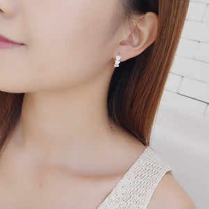 Small Camellia Flower Huggie Hoop Earrings - Perimade & Co.