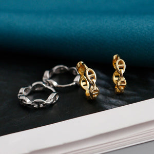 Small Chain Link Huggie Hoop Earrings - Perimade & Co.