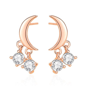 Small Moon Star Dangle Drop Stud Earrings - Perimade & Co.