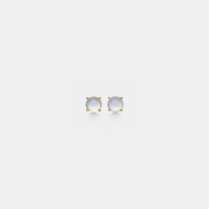 Pair of round earrings on a light gray background
