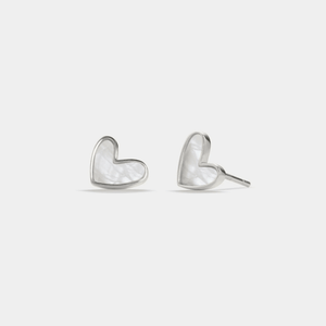 Small Mother Of Pearl Heart Stud Earrings - Perimade & Co.