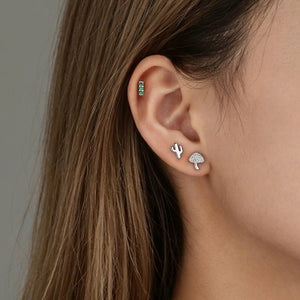 Small Mushroom Pave Cartilage Stud Earrings - Perimade & Co.