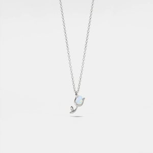 Small Opal Tulip Flower Charm Necklace - Perimade & Co.