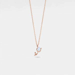 Small Opal Tulip Flower Charm Necklace - Perimade & Co.