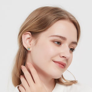 Small Oval Blue Topaz Star Stud Earrings - Perimade & Co.