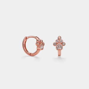 Small Pet Paw Print Huggie Hoop Earrings - Perimade & Co.