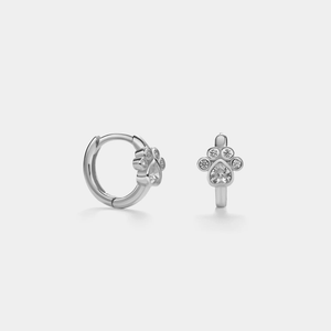 Small Pet Paw Print Huggie Hoop Earrings - Perimade & Co.