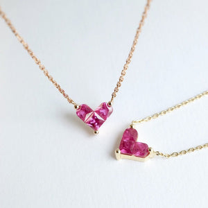 Small Pink Heart Charm Pendant Necklace - Perimade & Co.