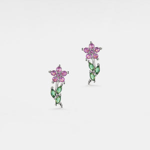 Small Purple Yellow Flower Stud Earrings - Perimade & Co.