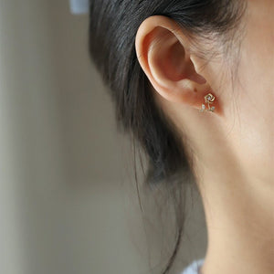 Small Rose Flower Cartilage Stud Earrings - Perimade & Co.