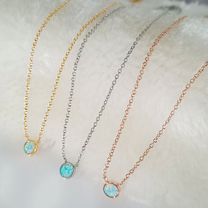 Small Round Opal Cabochon Charm Necklace - Perimade & Co.