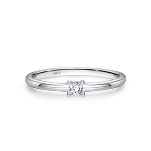 Small Square Moissanite Stack Thin Band Ring - Perimade & Co.