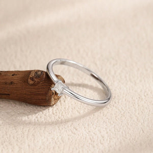 Small Square Moissanite Stack Thin Band Ring - Perimade & Co.