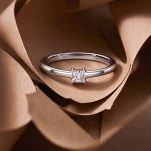 Small Square Moissanite Stack Thin Band Ring - Perimade & Co.