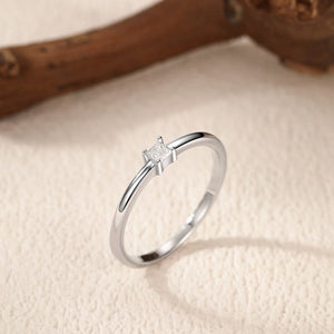Small Square Moissanite Stack Thin Band Ring - Perimade & Co.