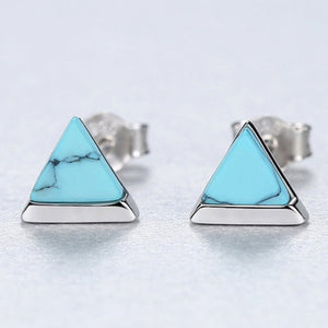 Small Triangle Natural Turquoise Stud Earrings - Perimade & Co.