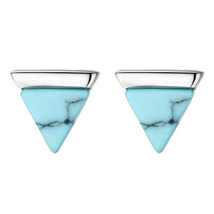 Small Triangle Natural Turquoise Stud Earrings - Perimade & Co.