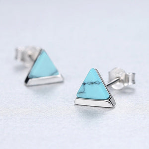 Small Triangle Natural Turquoise Stud Earrings - Perimade & Co.