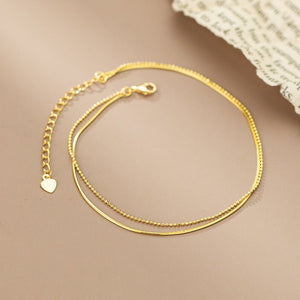 Snake Bead Double Chain Stacking Anklet - Perimade & Co.