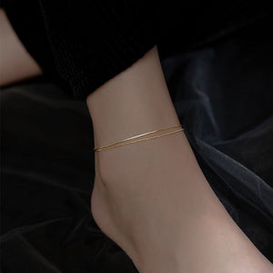 Snake Bead Double Chain Stacking Anklet - Perimade & Co.