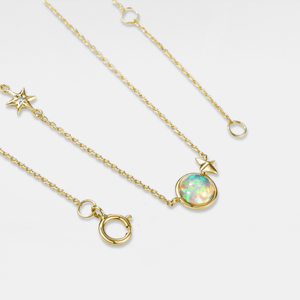 Solid 14k Gold Opal Star Charm Necklace - Perimade & Co.