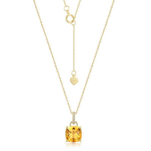 Solid 14k Gold Solitaire Topaz Necklace - Perimade & Co.