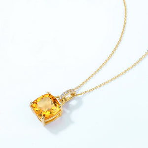Solid 14k Gold Solitaire Topaz Necklace - Perimade & Co.