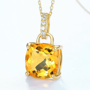 Solid 14k Gold Solitaire Topaz Necklace - Perimade & Co.