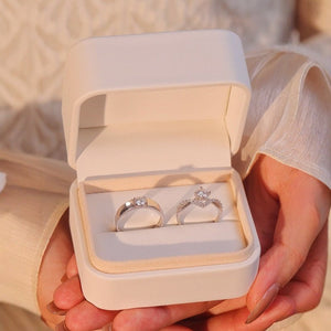 Solitaire Crown Pave CZ Couple Matching Ring - Perimade & Co.