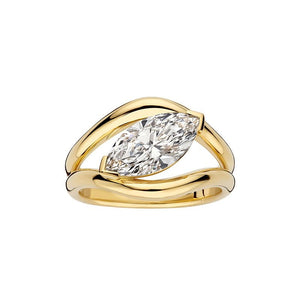 Solitaire Marquise CZ Bypass Swirl Band Ring - Perimade & Co.