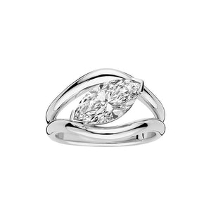 Solitaire Marquise CZ Bypass Swirl Band Ring - Perimade & Co.