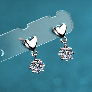Solitaire Moissanite Heart Drop Earrings - Perimade & Co.