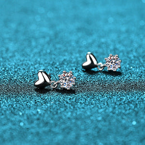 Solitaire Moissanite Heart Drop Earrings - Perimade & Co.