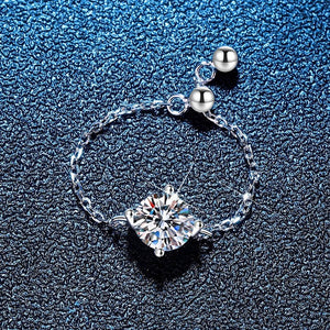 Solitaire Moissanite Slide Chain Adjustable Ring - Perimade & Co.